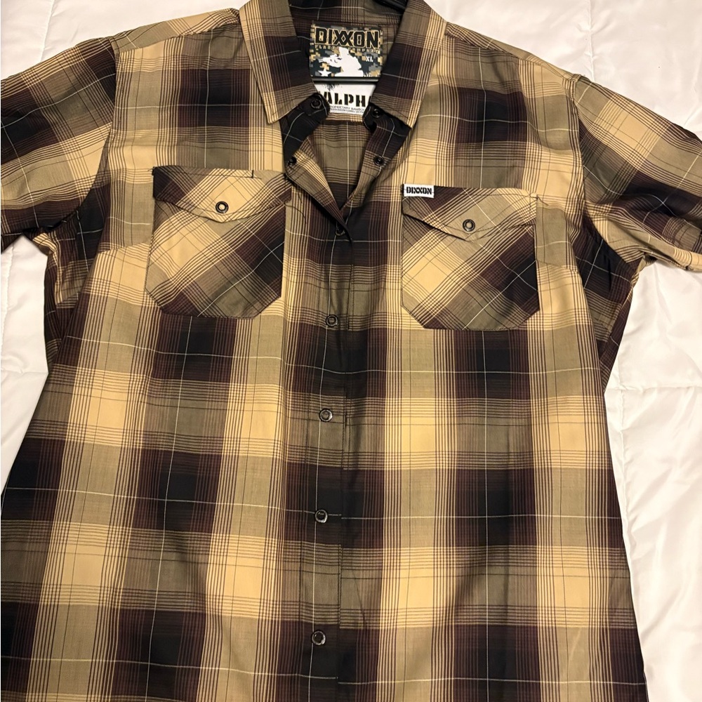 DIXXON Women’s Casual Plaid Shirt - Brown and Cream